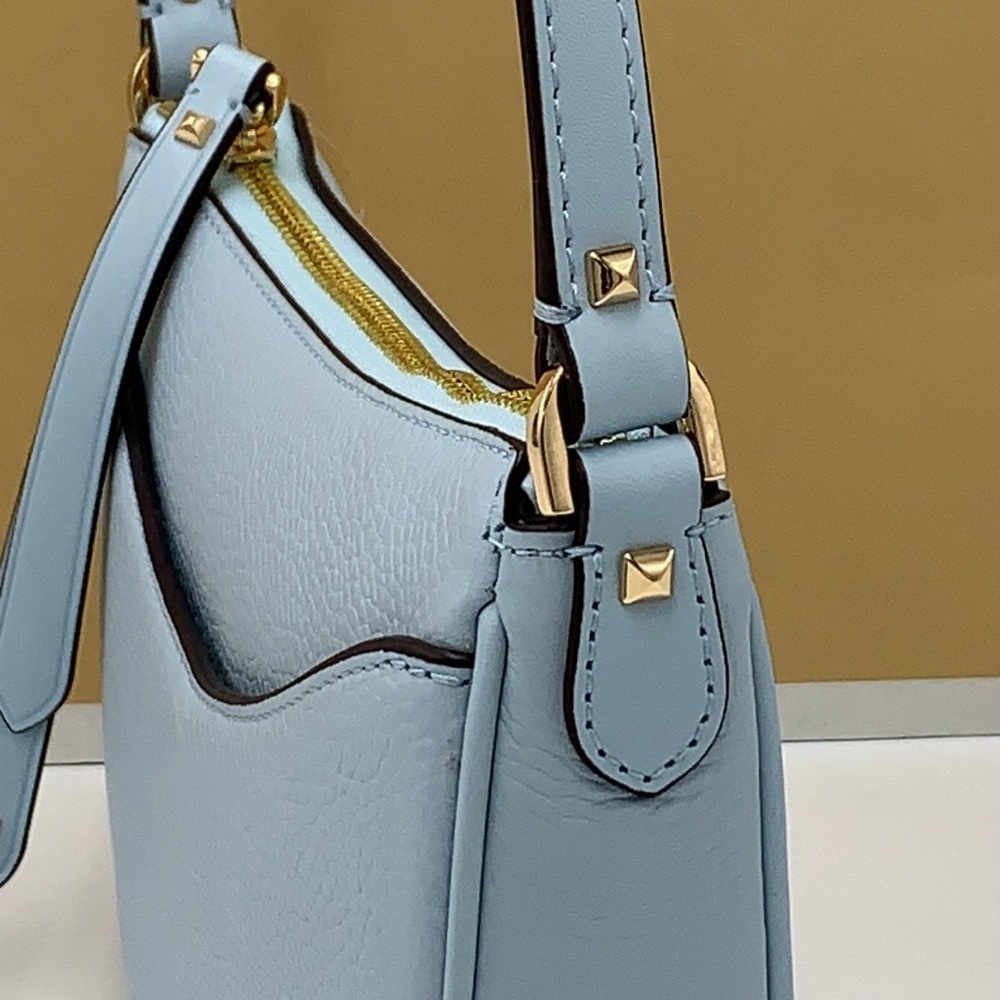 MICHAEL KORS Dover Small Half Moon Leather Crossbody Bag Vista Blue color - Picture 13 of 16